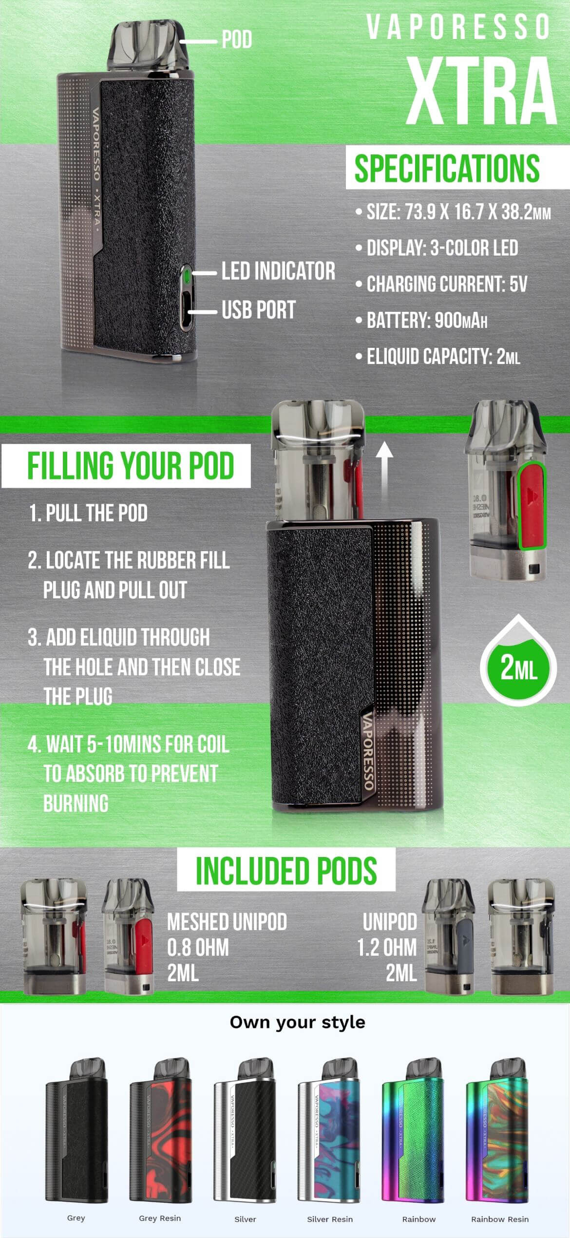 Vaporesso XTRA Pod 900mAh